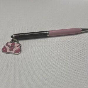 Coach Pink and Brown Pen with Coach Pink Handbag Charm